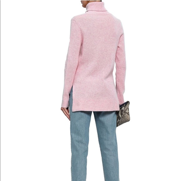 GANNI ribbed merino wool yak blend turtleneck sweater Small knit pink - Picture 9 of 10
